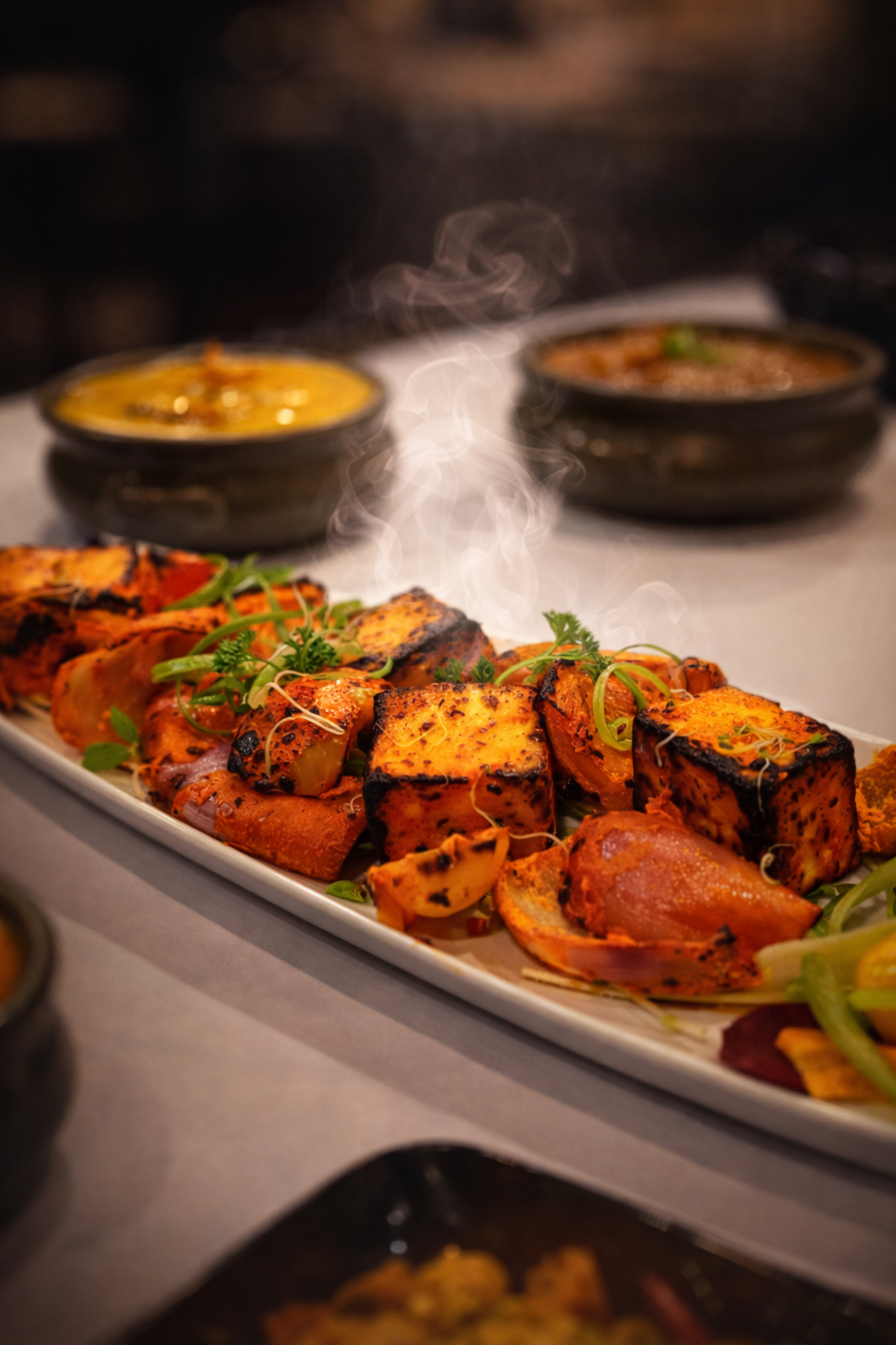 Closeup of tandoori dish at Indian restaurant Tuggerah